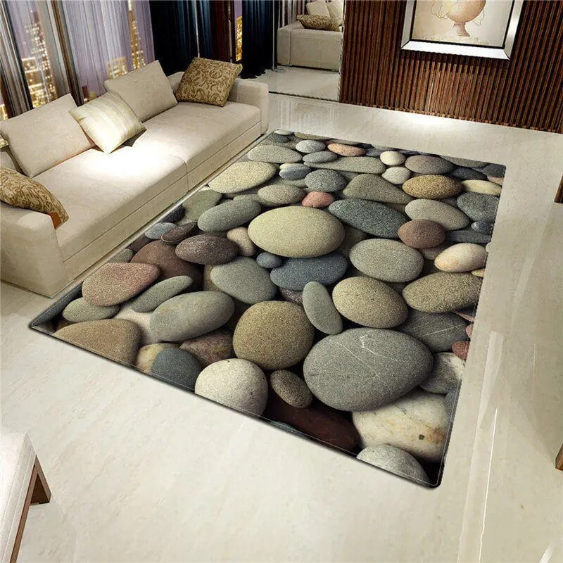 3D Stone Big Carpet for Living Room Colorful Cobblestone Printed ...