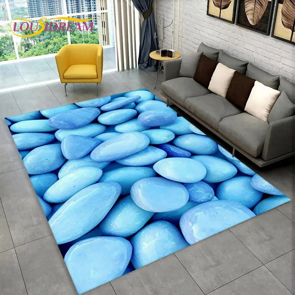 3D Stone Footprint Beach Pebbles Area Rug Carpet Rug for Home Living ...