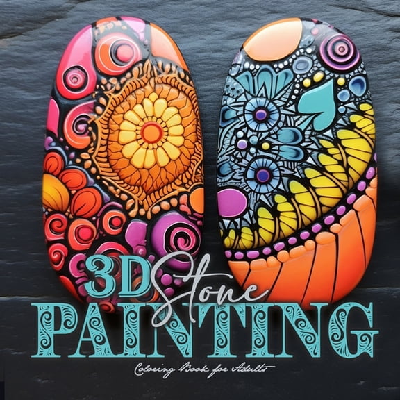 3D Stone Painting Coloring Book for Adults: stones Coloring Book for Adults Zentangle painting stones grayscale Coloring, (Paperback)
