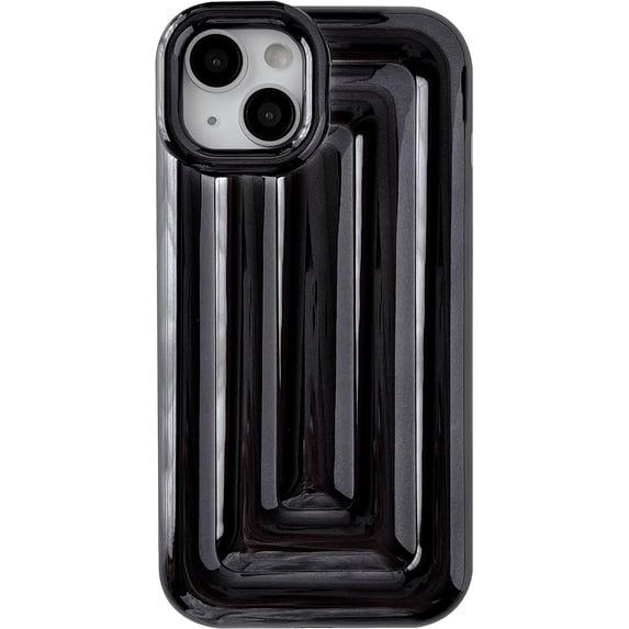 3D Stripe Pattern Chrome Plating Electroplated Soft Compatible with iPhone Case (Light Black,iPhone 11)