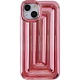 thumbnail image 1 of 3D Stripe Pattern Chrome Plating Electroplated Soft Compatible with iPhone Case (Light Pink,iPhone 13), 1 of 13