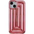 thumbnail image 1 of 3D Stripe Pattern Chrome Plating Electroplated Soft Compatible with iPhone Case (Light Pink,iPhone 14), 1 of 13