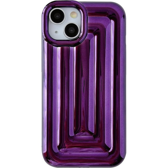 3D Stripe Pattern Chrome Plating Electroplated Soft Compatible with iPhone Case (Light Purple,iPhone 12)