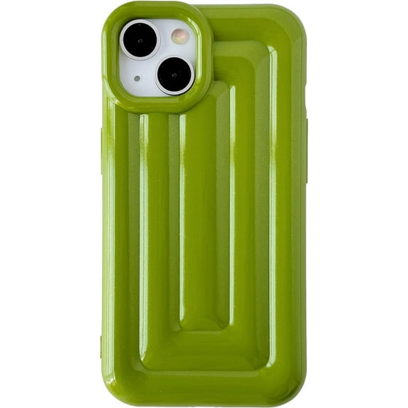 3D Stripe Pattern Soft Compatible with iPhone Case (Green,iPhone 14 Pro Max)