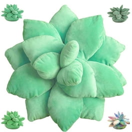 Succulent Pillow Cute Stuffed Plant Plush Pillows 3D Succulents Cactus Pillow Novelty Plush Cushion for Garden Bedroom Home Decor Grass green