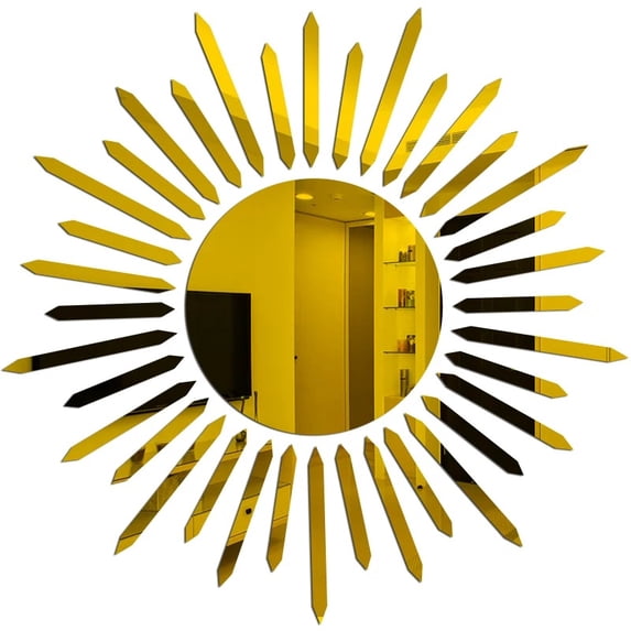 Barrier Sticker 3D Sun Flower Mirror Wall Sticker DIY Sunshine TV Background Acrylic ...