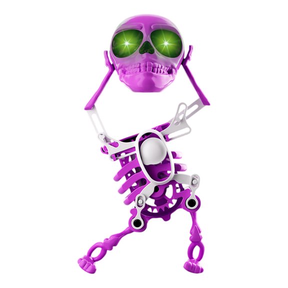 3D Swinging Wind Up Skeleton Desktop, Spring Clockwork Toy, Dancing Skull Ornament for Party Desk Decoration, Light Sound Purple