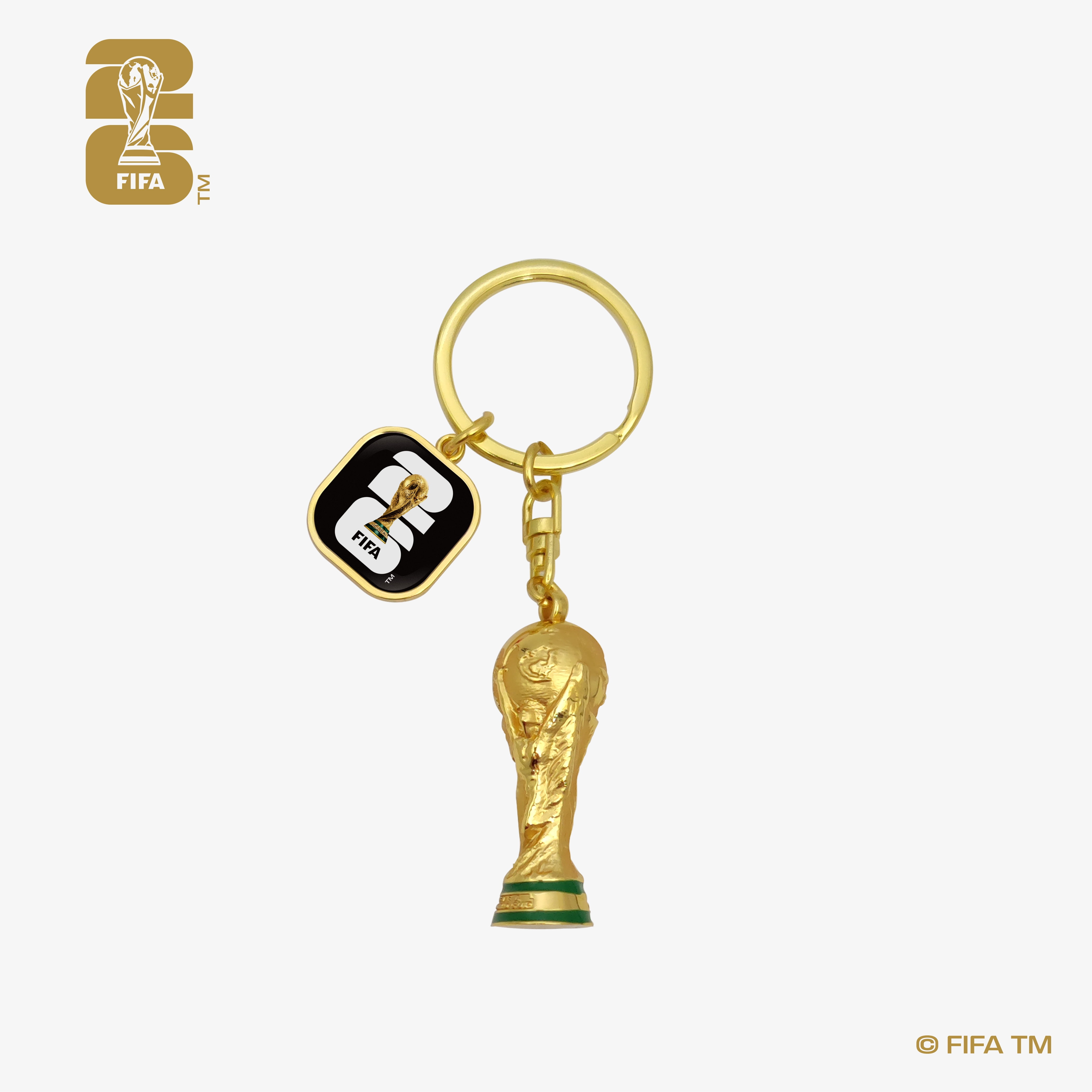 FIFA World Cup 2026 Soccer 3D Trophy Keychain with Official Emblem