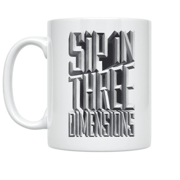 3D Text Design Mug - Coffee Enthusiast - 11 oz Ceramic Coffee Mug
