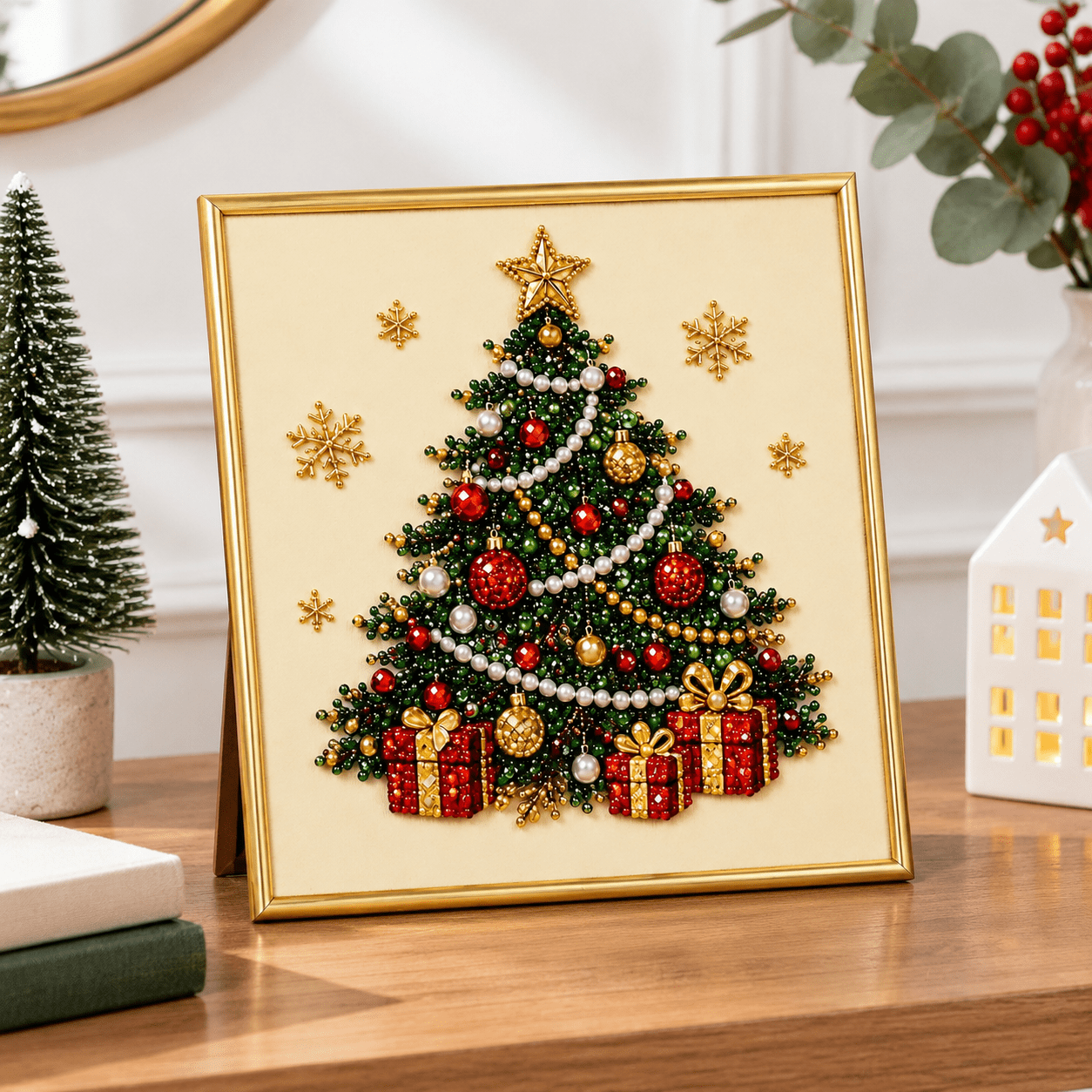 3D Textured Bead Art by Numbers Craft Kit, Festival Tree, 8.66 x 8.66 x ...