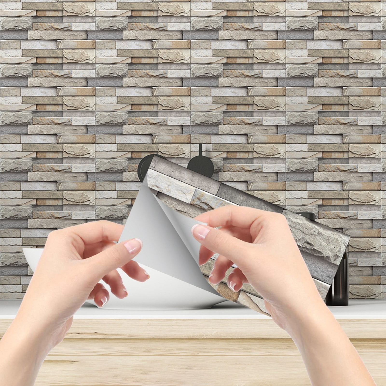 3D Textured Brick Pattern & Oilproof Remodeling Wall Tile Stickers