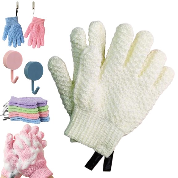 3D Textured Five-Finger Exfoliating Bath Glove, Body Scrub Shower Mitts for Deep Cleansing and Massage, Unisex Bath Gloves for Smooth Skin