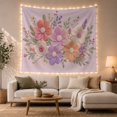 thumbnail image 1 of 3D Textured Floral Bouquet in Pastel Hues on Lavender, Dreamy Boho Art for Flower Lovers, Botanical Wall Decor, Mother's Day Gift Tapestry Wall Hanging for Bedroom, Living Room and Dorm, 1 of 7