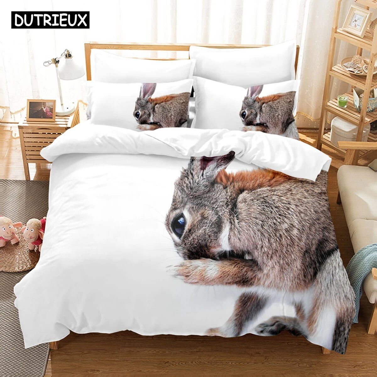 3D The Rabbit Bedding Sets Duvet Cover Set With Pillowcase Twin Full