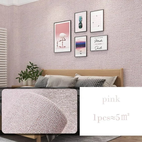3D Thicken self-adhesive thermal insulation wallpaper linen plain color decor wall stickers renovation anti-collision