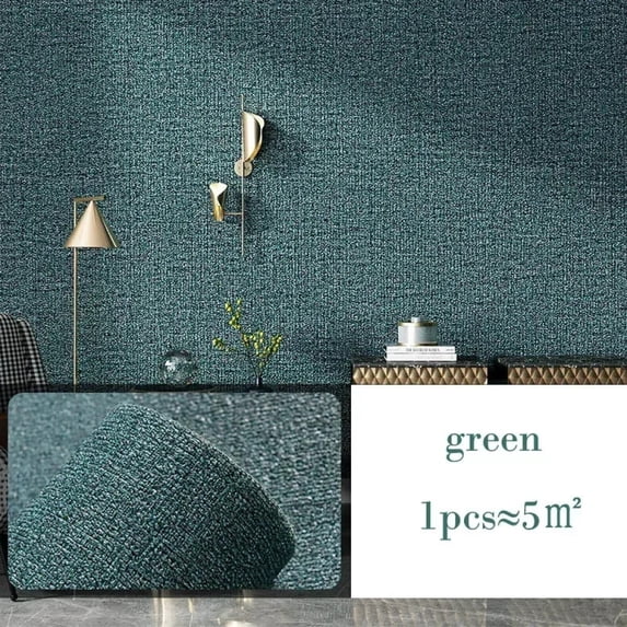 3D Thicken self-adhesive thermal insulation wallpaper linen plain color ...