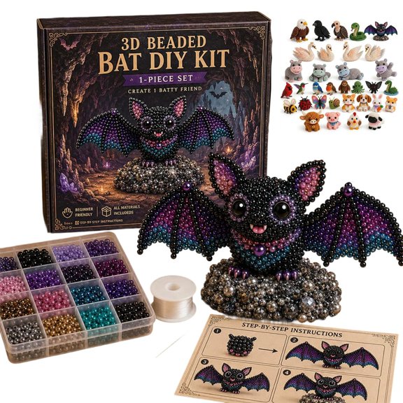 3D Three-Dimensional Beading DIY Craft Kit, Animal-Shaped Creative Beading Material Pack, Beginner-Friendly with Tutorial, Stress-Relief Craft Gift for Children and Adults