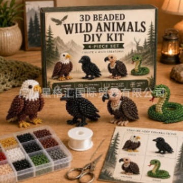 3D Three-Dimensional Beading DIY Craft Kit, Animal-Shaped Creative Beading Material Pack, Beginner-Friendly with Tutorial, Stress-Relief Craft Gift for Children and Adults