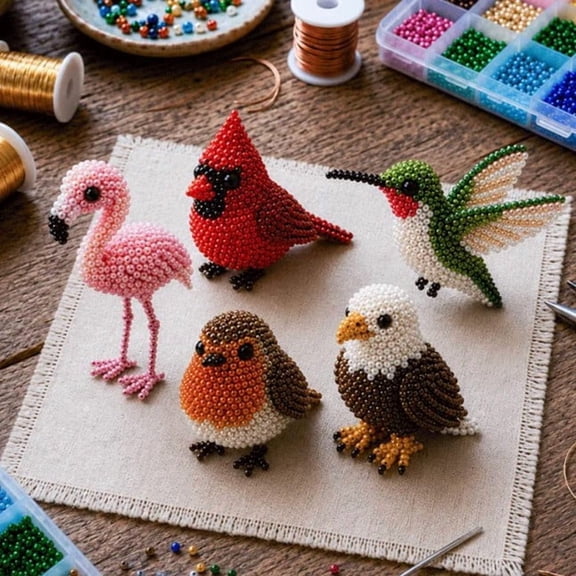 3D Three-Dimensional Beading DIY Craft Kit, Animal-Shaped Creative Beading Material Pack, Beginner-Friendly with Tutorial, Stress-Relief Craft Gift for Children and Adults