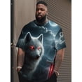 thumbnail image 1 of 3D Three-Dimensional Printing Men's T-Shirt Dark Moon Wolf Holy Sword Trendy Design Plus Size Trendy Men's Fashion Casual Short Sleeve, 1 of 6