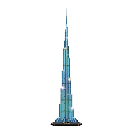 3D Three-Dimensional Puzzle Adult Simulation Large Assembled Model Led Version Burj Khalifa Gift Toy Decoration 136 PCS