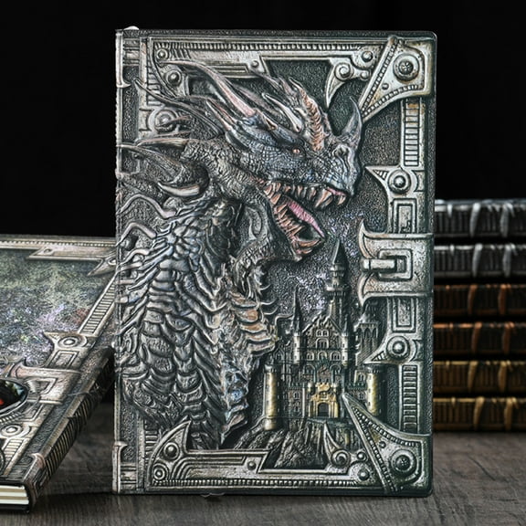 3D Three-dimensional Dragon A5 Notebook European Retro Thickened Pu Embossed Notepad Diary Business Gift Office Supplies Dinosaur European Style Notepad