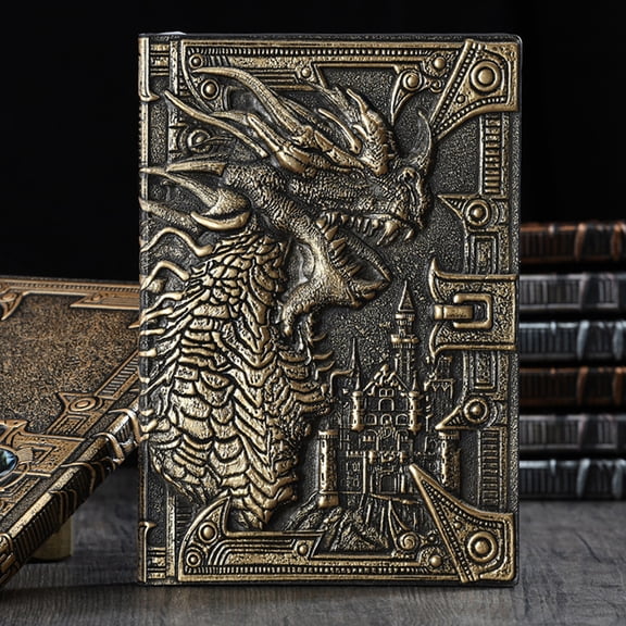 3D Three-dimensional Dragon A5 Notebook European Retro Thickened Pu Embossed Notepad Diary Business Gift Office Supplies Dinosaur European Style Notepad