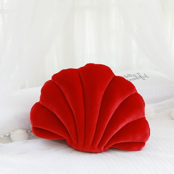 3D Throw Pillows Shell Shaped Accent Throw Pillow, for Couch Bed Living Room, Pack of 1, Big Red, 18 X 12.99 inches