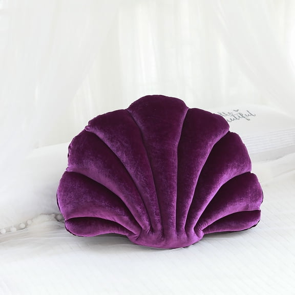 3D Throw Pillows Shell Shaped Accent Throw Pillow, for Couch Bed Living Room, Pack of 1, Deep Purple, 13 X 9.8 inches