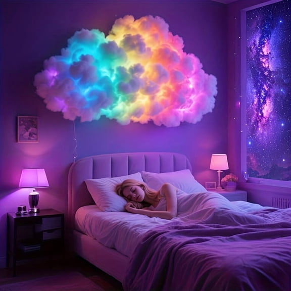 3D Thunder Cloud RGB Lamp with Music Sync, USB Operated via APP & Wireless Remote, 360 Mountable Decor Light for Bedroom, Gaming Room and Holiday Parties
