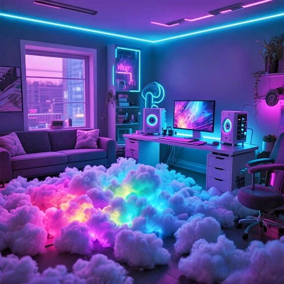 3D Thunder Cloud RGB Night Light 197 Music Sync LED Ceiling Light Gaming Party Decor