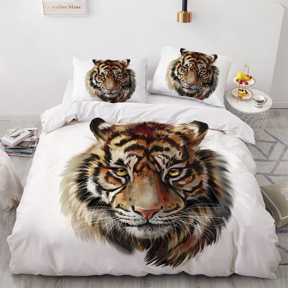 3D Tiger Duvet Cover Set Wild Animals Bedding Sets Tiger Jungle Pattern