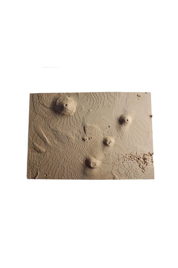 3D Topography Map of Tharsis – Largest Volcanic Region on Mars | Copper Color