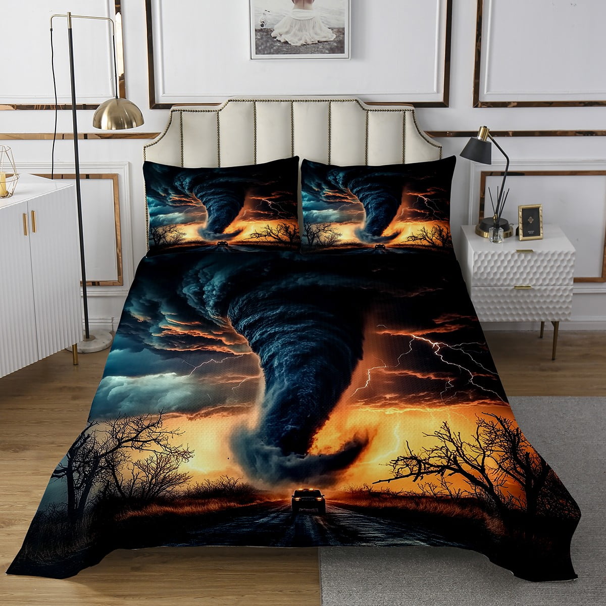 3D Tornado King Bedspread Set For Teen Boys Bedroom, Tornado Thunder ...