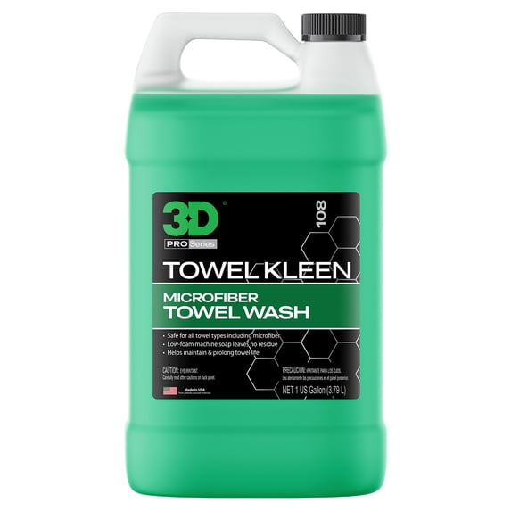 3D Towel Kleen - Premium Microfiber Towel Laundry Detergent - Cleans, Restores & Maintain Towel Life - Low Foam, No Residue Technology 1 Gallon