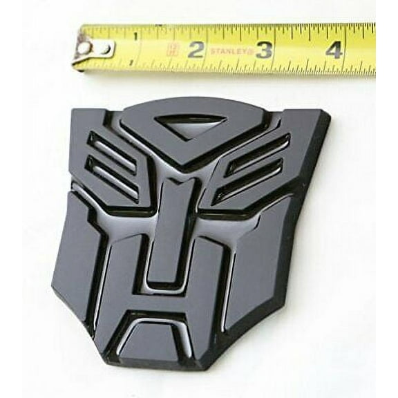 3D Transformers Autobots Optimus Prime Gloss Black Metal Emblem Badge Decals Car
