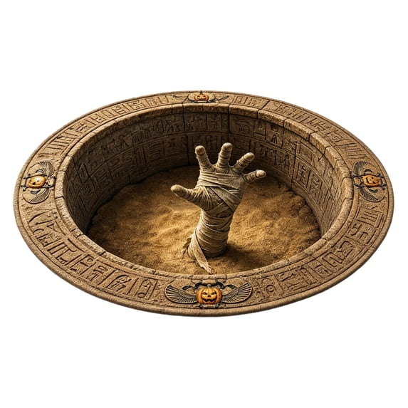 3D Trap Halloween Circular Carpet – Skeleton Mummy Web Depth Illusion Rug, Soft Polyester Floor Mat for Bedroom Entrance, Non Shedding Holiday Decor Foot Pad
