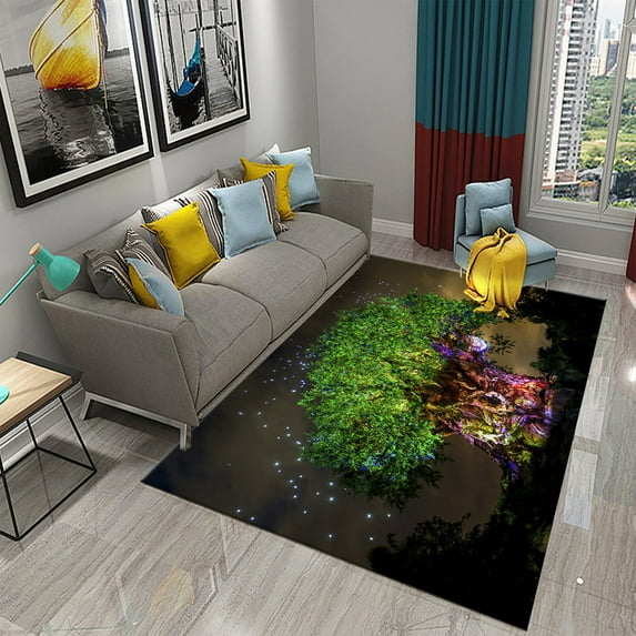 3D Tree Carpet Natural Landscape Scenery Carpets for Living Room Bedroom Bathroom Non-slip Area Rug for Home r Floor Mats