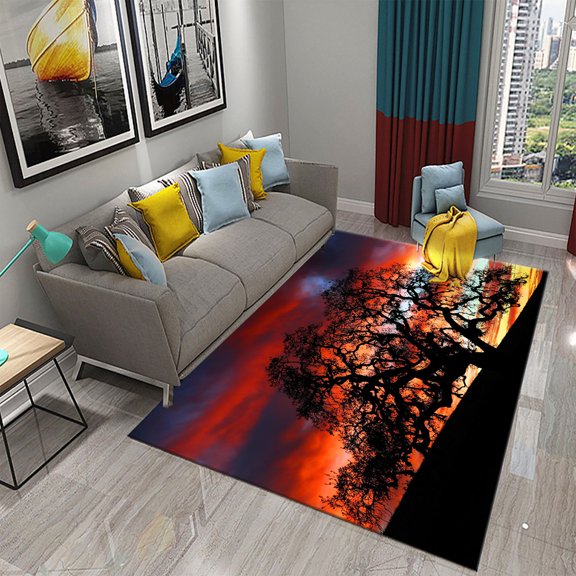 3D Tree Carpet Natural Landscape Scenery Carpets for Living Room Bedroom Bathroom Non-slip Area Rug for Home r Floor Mats