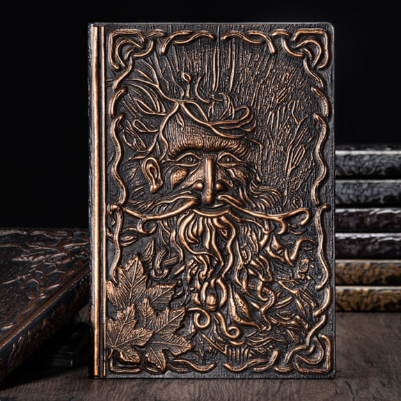 3D Tree Spirit Embossed Journal European Style Handmade Notebook for Gaming & Daily Use,8.46"×5.7",1PC (Wine)
