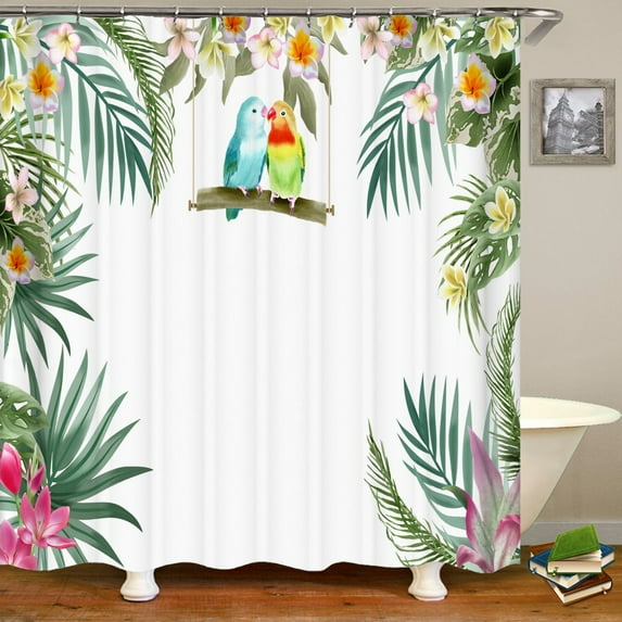 3D Tropical Green Plant leaves Printing Fabric Shower Curtain Bathroom Curtains waterproof polyester Bath Screen with 12