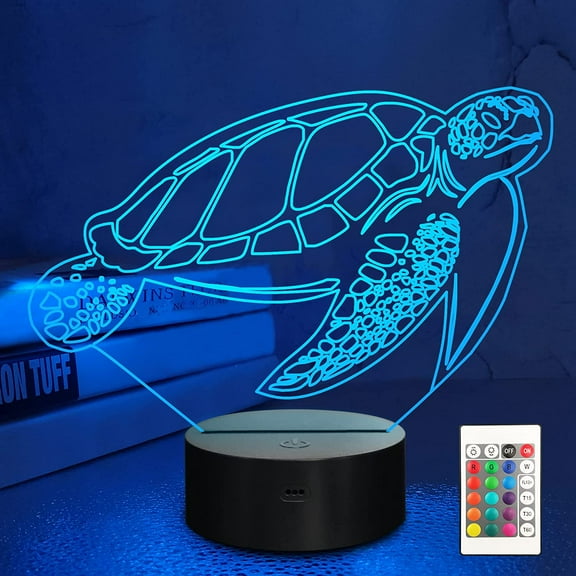3D Turtle Night Light Optical Illusion Lamp with 16 Colors Remote Control Changing Birthday Xmas Valentine's Day Gift Idea for Boys and Girls