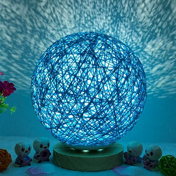 3D USB LED Night Light Lamp with Rattan Shade,Touch Control Desk Lamp for Bedroom,Warm White & Cool White