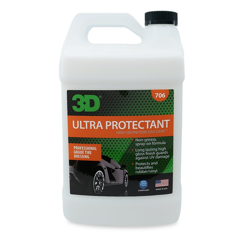 3D Ultra Protectant Tire Shine - Long Lasting, High Shine Tire Spray -  Excellent Protectant for Rubber & Vinyl 1 Gallon 