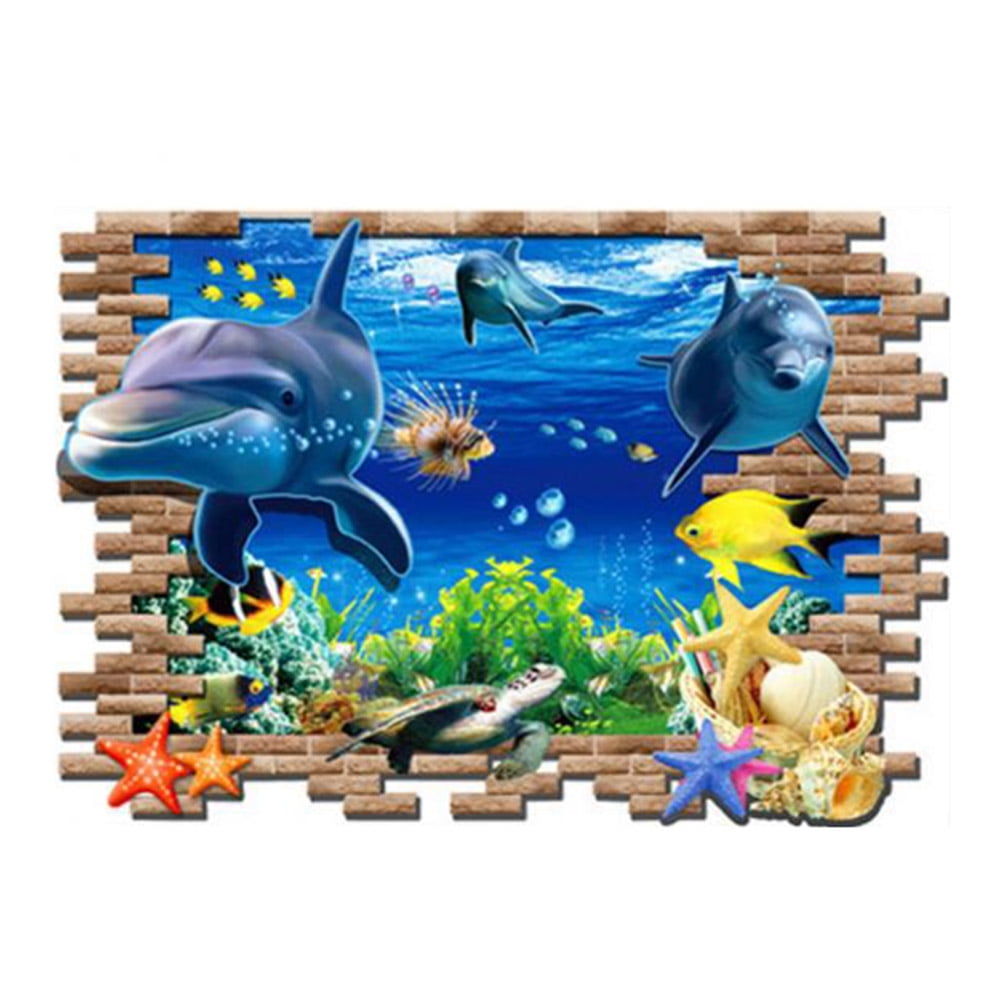 3D Style Shark Wall Decal Sticker Set - Removable Vinyl, Waterproof, DIY Wall Art For Bedroom, Living Room, Kids Room