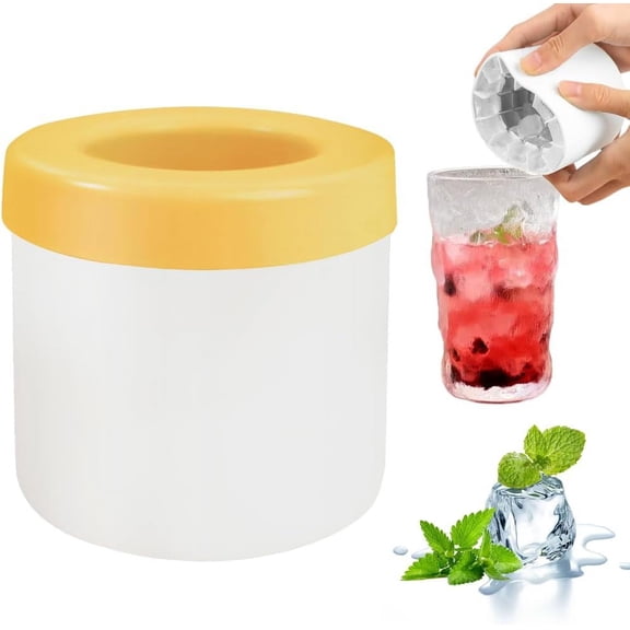 3D Upgraded Silicone Ice Cube Tray with Easy Release, Leak-Proof & Space-Saving for Freezer, RV, Office - BPA-Free Fast Ice Maker for Drinks, Cocktails, PartyOrange