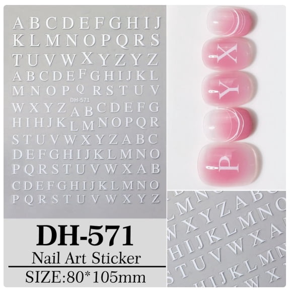 3D Uppercase English Letters Nail Art Stickers - 26 Creative DIY Manicure Accessories for Unique Nail Designs