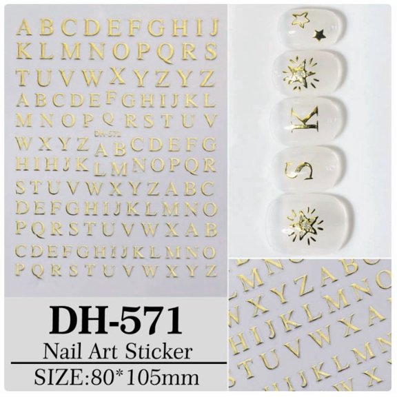 3D Uppercase English Letters Nail Art Stickers - 26 Creative DIY Manicure Accessories for Unique Nail Designs