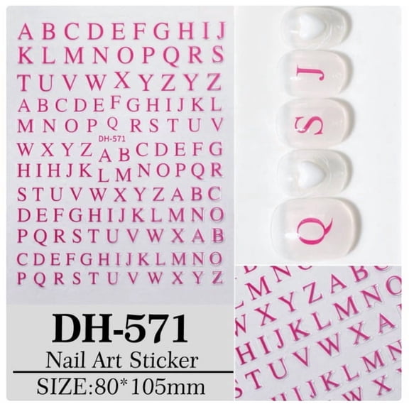 3D Uppercase English Letters Nail Art Stickers - 26 Creative DIY Manicure Accessories for Unique Nail Designs