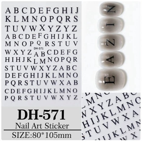 3D Uppercase English Letters Nail Art Stickers - 26 Creative DIY Manicure Accessories for Unique Nail Designs